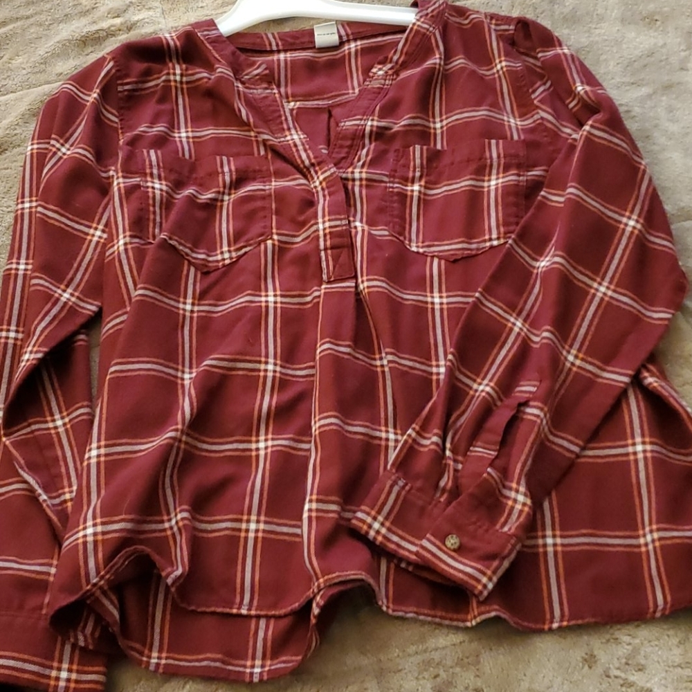 Plaid half button shirt